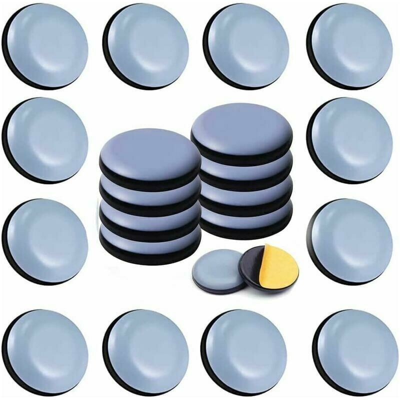 Set Mit 24 Teflon-möbelgleitern, 20 Mm (rund), Selbstklebende Teflon-gleiter Für Stühle, Sofas, Schreibtische, Tische.