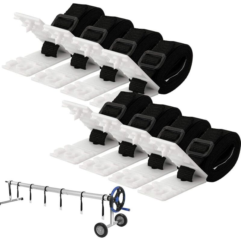 Set Mit 8 Befestigungsgurten Für Solar-poolabdeckungen – Strapazierfähiges Nylon – Abmessungen: 1,80 M X 2,54 Cm – Einfache Montage