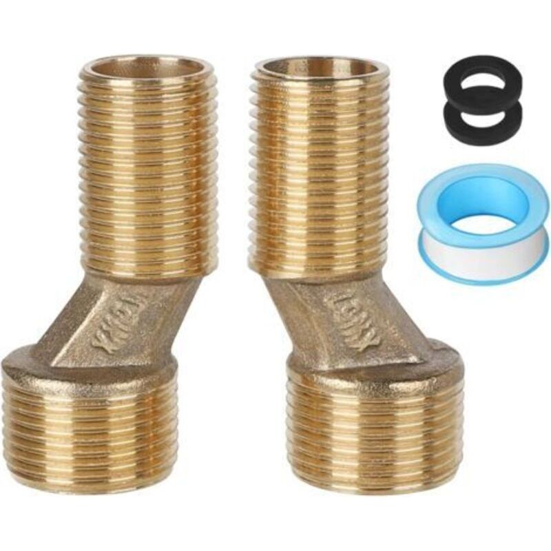 Set Mit 2 S-fittings G1/2 Bis G3/4, Verstellbare Exzenterfittings Für Bad- Und Duscharmaturen 135-165 Mm, S-fittings Für Wandarmaturen, Ideal Für Küchen- Und Badezimmerinstallationen