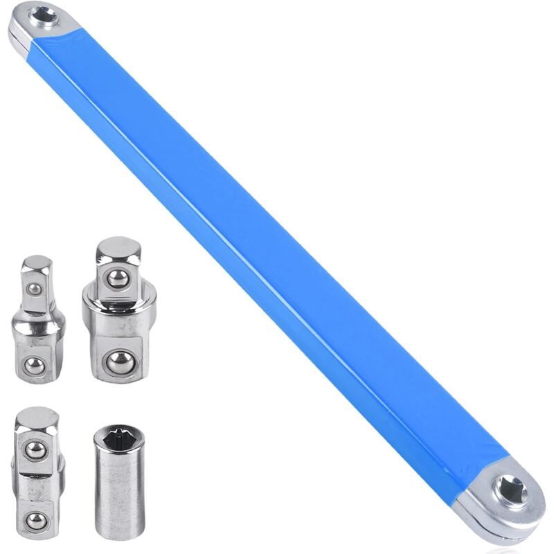 Set Aus 5 Ratschenverlängerungen Und 5 Antriebsadaptern (1/2", 1/4" Und 3/8"), Verstellbare Schraubenschlüsselverlängerung Für Allgemeine Mechaniker Und Heimwerker.