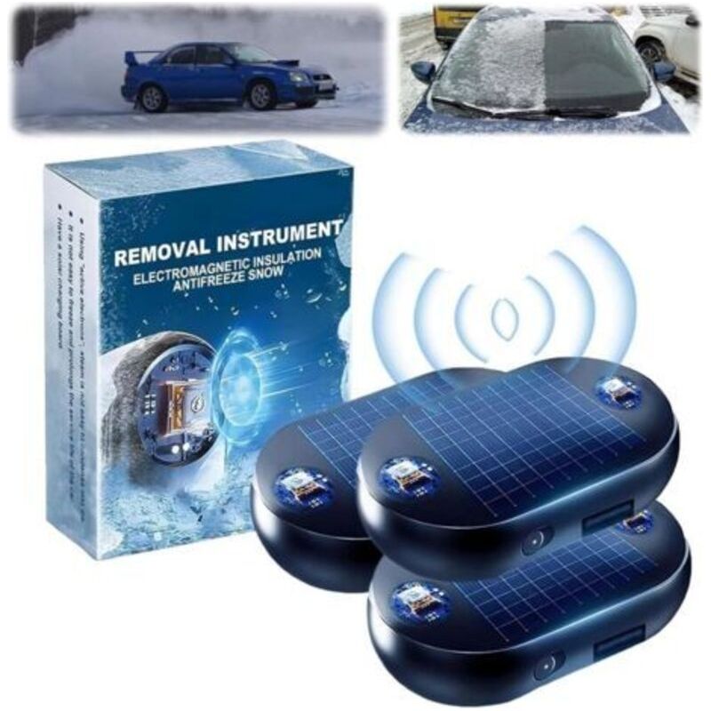 Set Mit 3 Elektromagnetischen Auto-windschutzscheibenenteisern – Solar- Und Usb-aufladung – Mikrowellenheizung – Frostschutz – Tragbar – Fahrzeugschutz