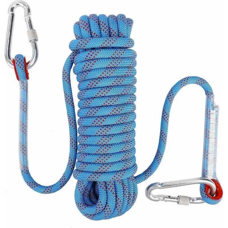 10 Mm Verstärktes Polyester-kletterseil – 10 M Länge – Mit 2 Karabinerhaken Mit Schraubverschluss – Für Bergsteigen Und Rettungseinsätze