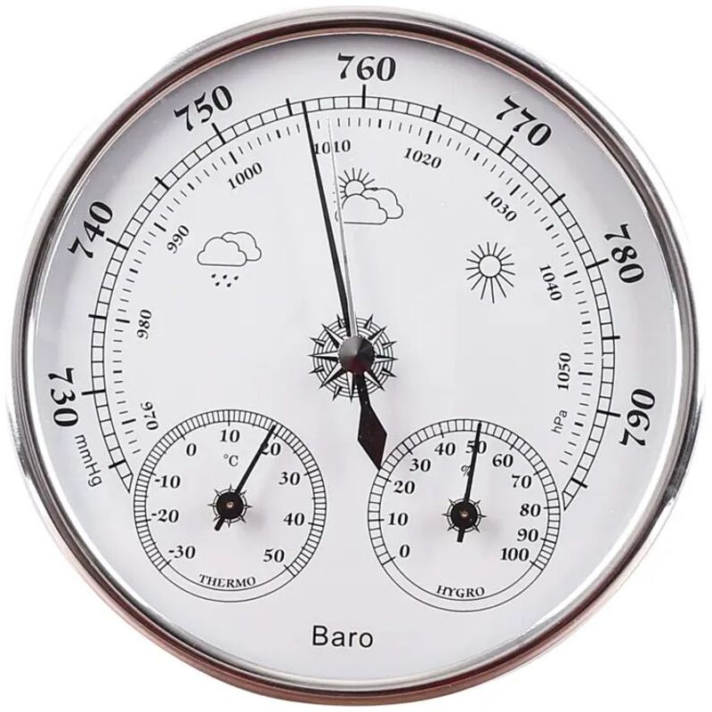 Thermometer-hygrometer Mit 130-mm-anzeige, Hygrometer Und Luftdruckanzeige, Barometer-thermometer-hygrometer Mit Rahmen