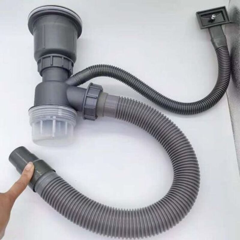 Siphon Aus Edelstahl 304 – Verstopfungs- Und Geruchsneutralisierender Ablauf – Einfache, Werkzeuglose Montage – Kompatibel Mit Standardspülen