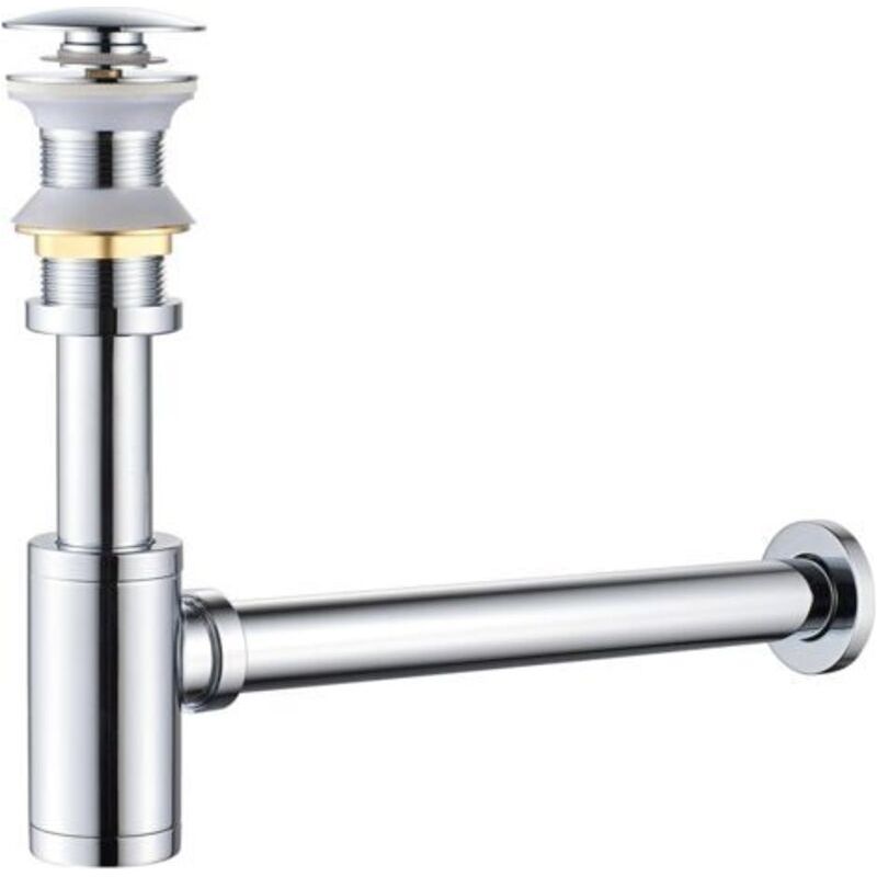Siphon Mit Ablauf Und Ohne Überlauf, Universeller, Geruchsdichter Messing-spülbeckensiphon, Einziehbarer Siphon, Abflussspirale, Verchromt