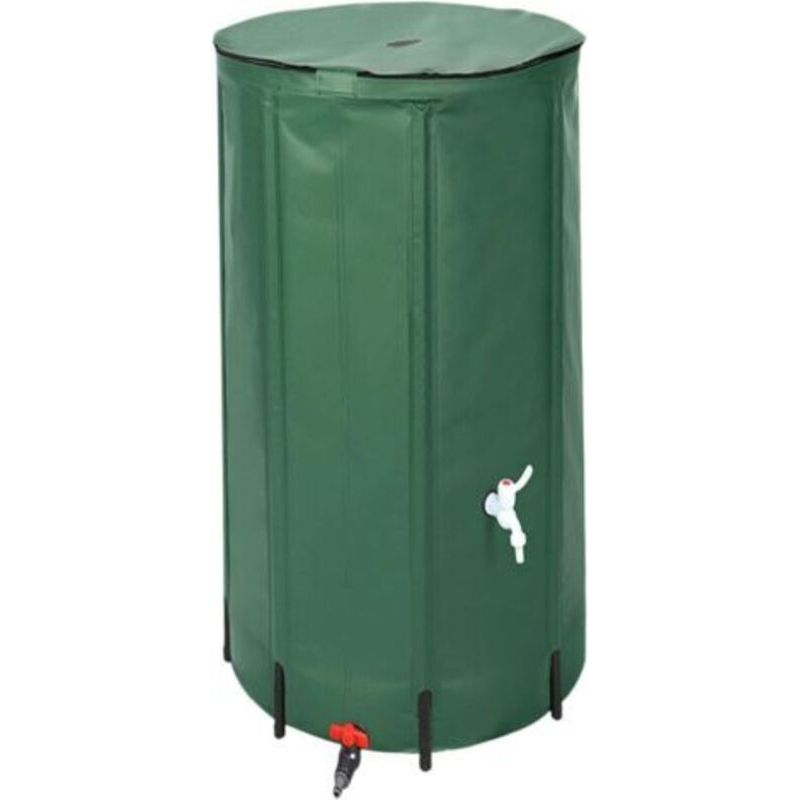 Zusammenklappbare Grüne Regentonne, Praktischer Wassertank Zum Befüllen Und Ausgießen, Regenwassersammelsystem, 100 L