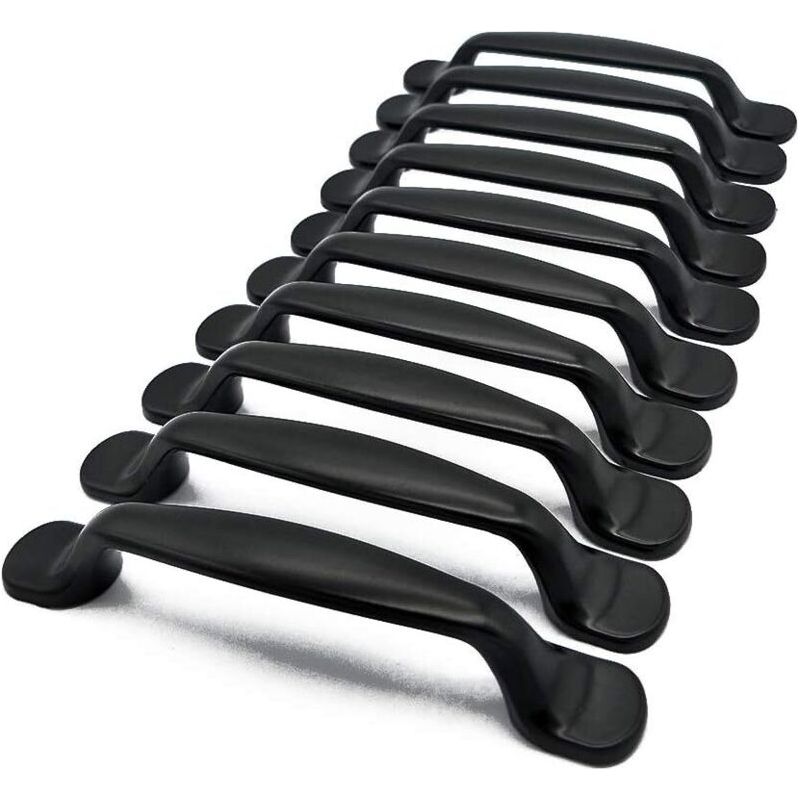 Set Mit 10 Schwarzen Aluminium-möbelgriffen – 128 Mm Lochabstand – Einfache Schraubmontage – Für Moderne Schubladen Und Türen
