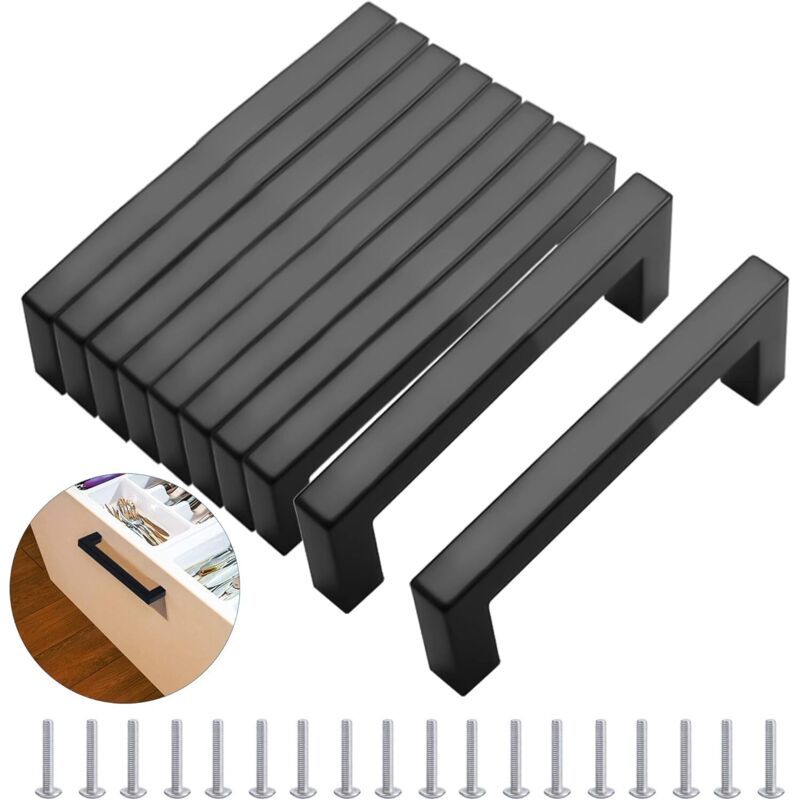 Modernes Möbelgriff-set, 10 Stück – Schwarzer Edelstahl, 160 Mm – Rostbeständig – Für Schränke, Schubladen Und Kommoden