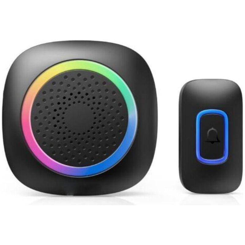 Wasserdichte, Batteriebetriebene Funk-türklingel Für Den Außenbereich, 400 M Reichweite, Tragbare Funk-türklingel Mit Rgb-anzeige, 60 Melodien Und 5 Lautstärkestufen, Für Zuhause, Hotel, Büro, Schwarz