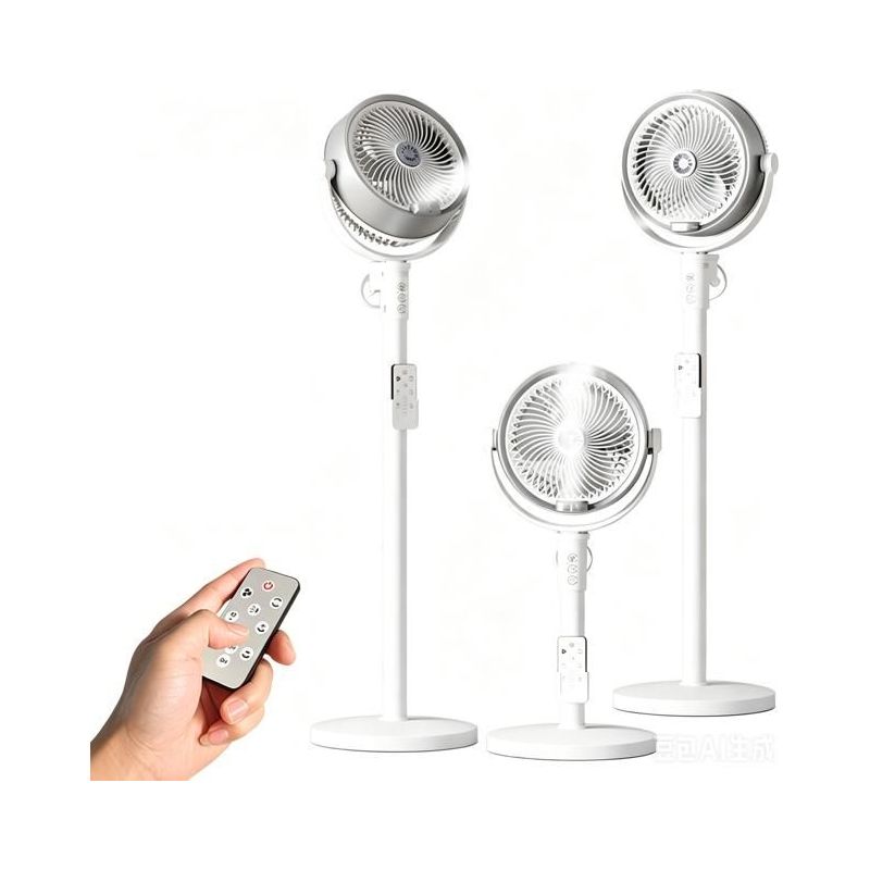 Leiser Nebelventilator Mit Rollen, 3 Flügeln, 3 Modi, 3 Geschwindigkeiten, Nebelfunktion, Fernbedienung, Timer, Weiß