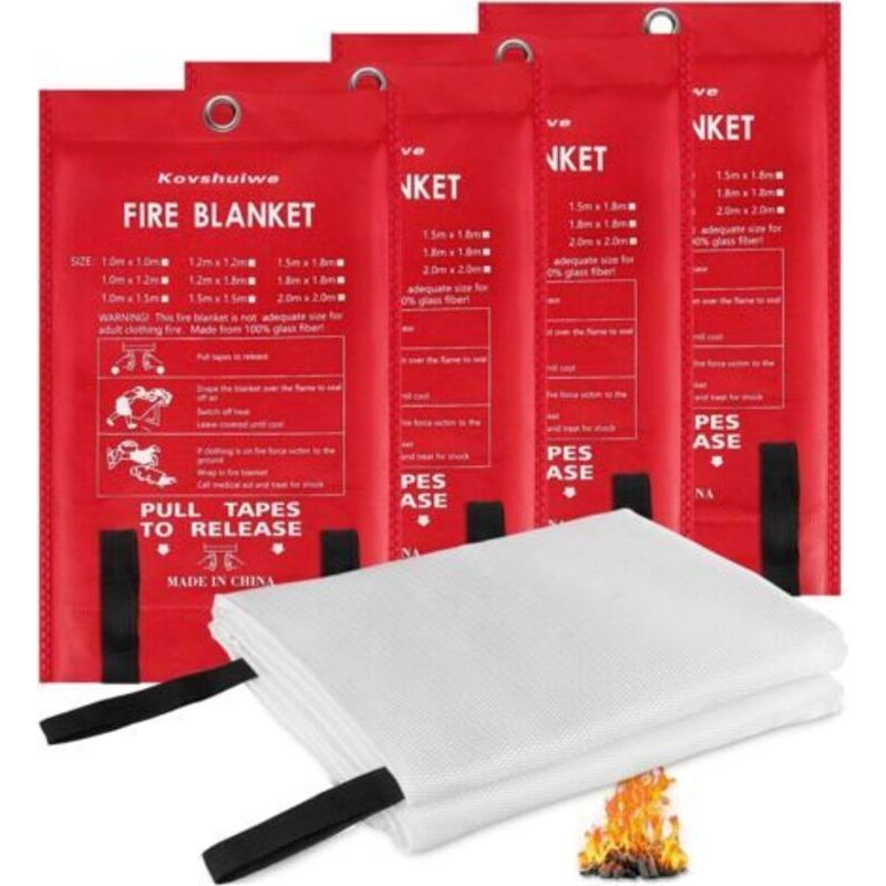 Feuerlöschdecke, 4er-pack, Notfall-feuerlöschdecke Aus Fiberglas Für Den Brandfall, Feuerfeste Isolierung Für Küche Und Auto, 1,5 M X 1,5 M