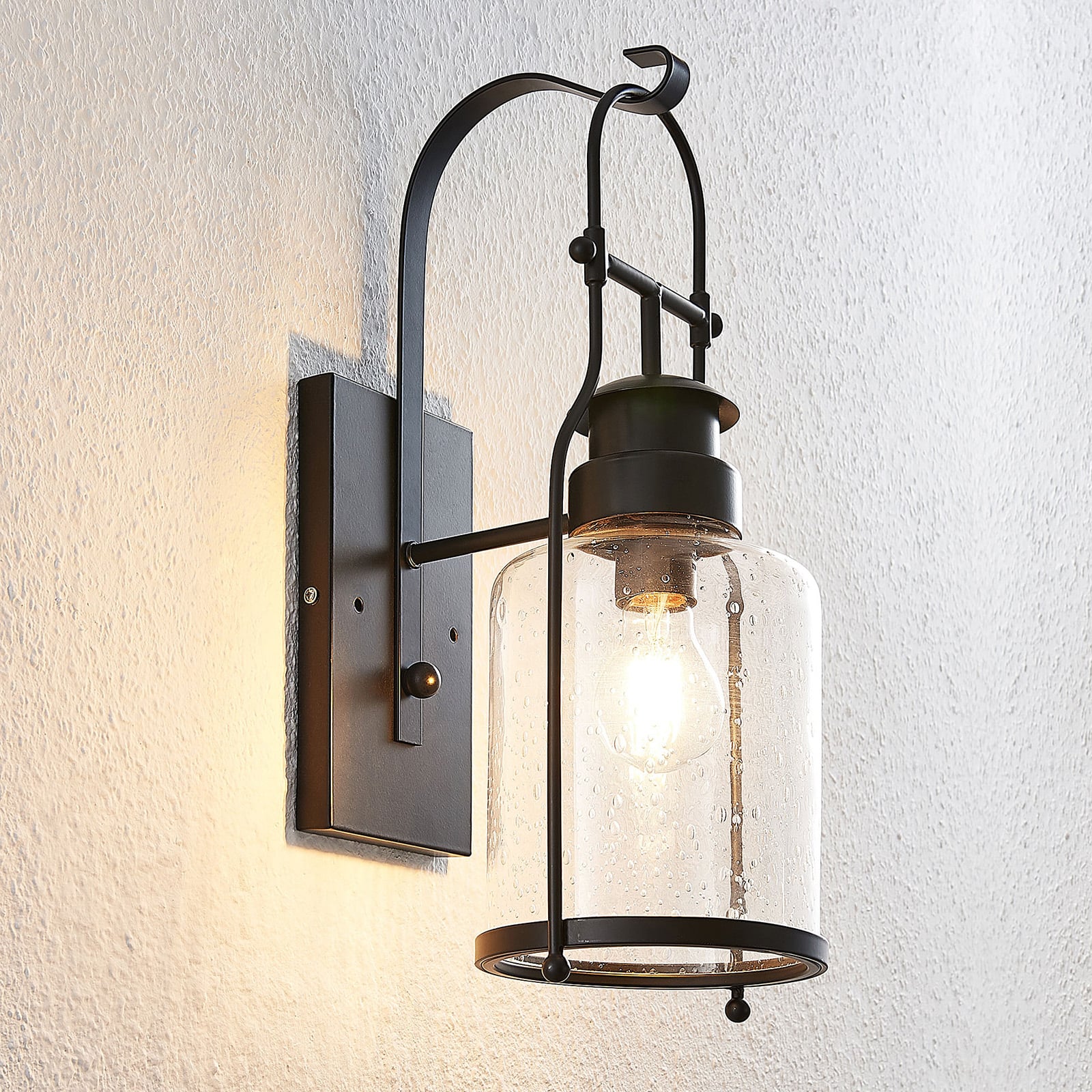 [neuwertig] B-ware Lindby Wandleuchte Rozalie Led Wandlampe Lampe Dimmbar Schwarz 44cm Metall Glas