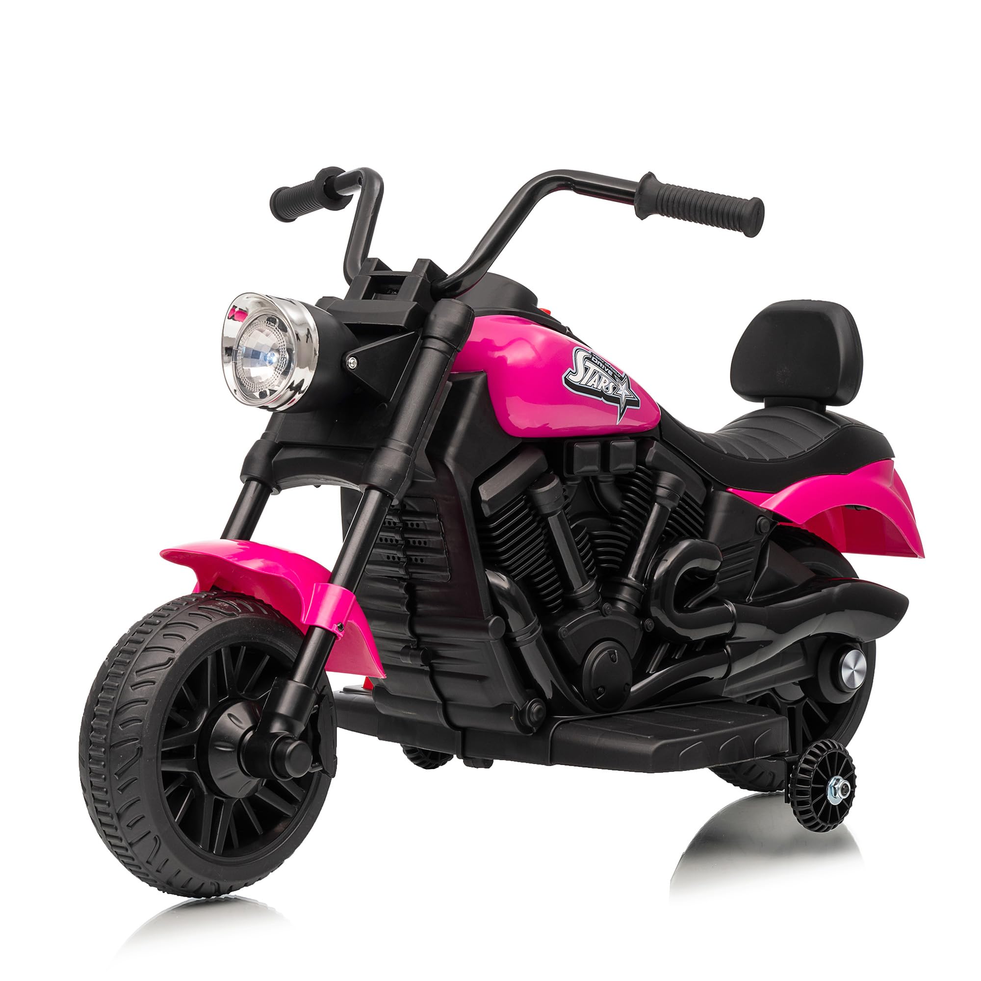 Lunsy – Elektro-kindermotorrad 6v 4,5ah Akku, 380w Motor, Musik, Scheinwerfer, Stützräder, Ab 18 Monaten, Indoor/outdoor, Sicheres Fahrmotorrad Für Mädchen & Jungen, Fuchsia