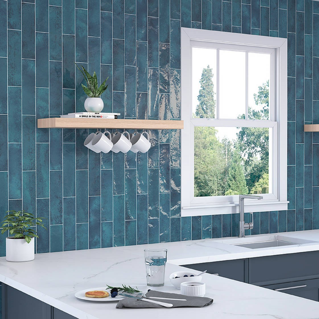 Premium Wandfliesen Nissel Blue 7,5x30 Cm Glänzend – Rustikal-industrielles Design Für Innenwände