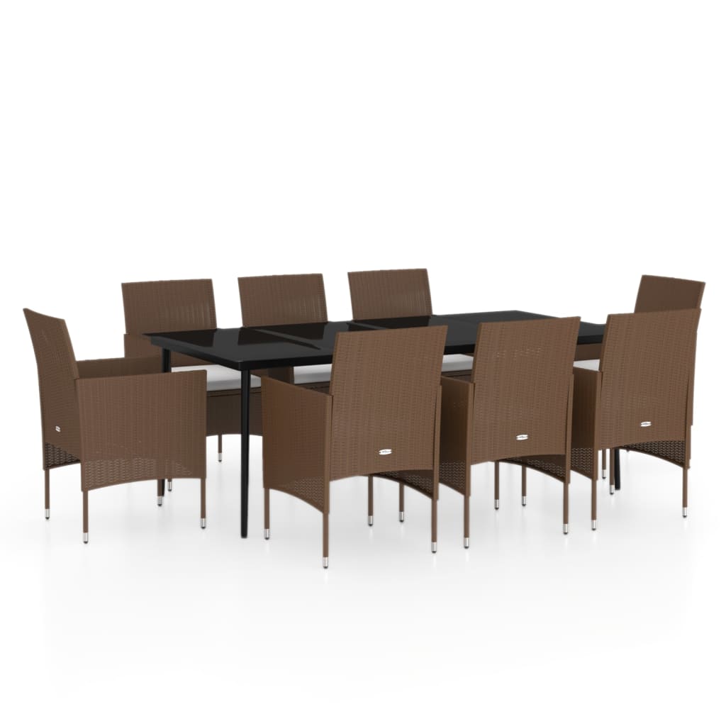 Maison Exclusive - 9-tlg. Garten-essgruppe Mit Kissen Braun Und S