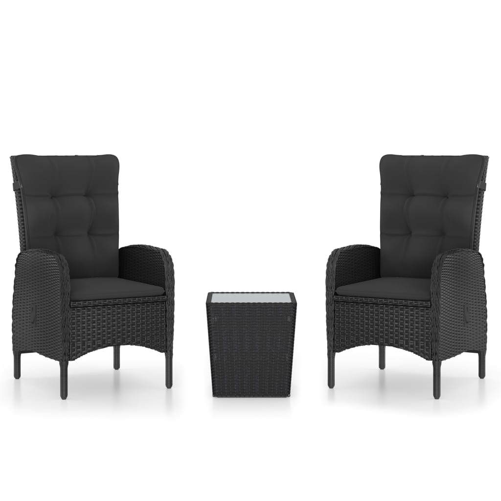 Maison Exclusive - 3-tlg. Bistro-set Poly Rattan Und Glas Schwarz