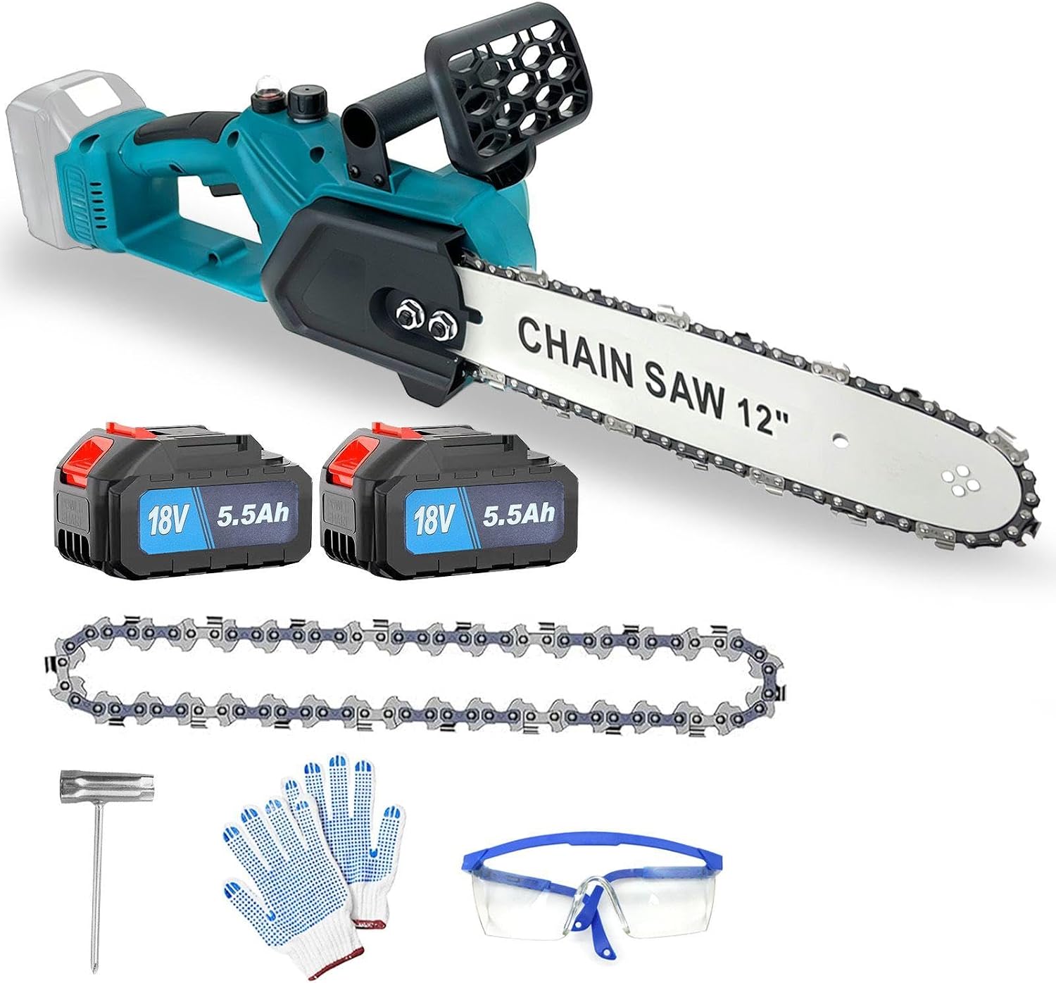 Elektrische Kabel-kettensäge 650 W Mit Automatischem Schärfen – 30 Cm Führungsschiene, Automatische Schmierung, 2 Ketten, 2 Akkus À 3,0 Mah, Ideal Für Garten Und Obstgarten Zum Baumschnitt/heckenschni