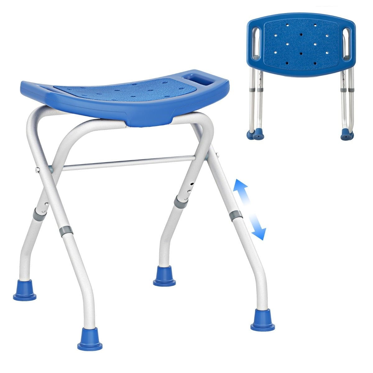Verstellbarer Duschhocker, Rutschfeste Gummifüße, Tragkraft 150 Kg