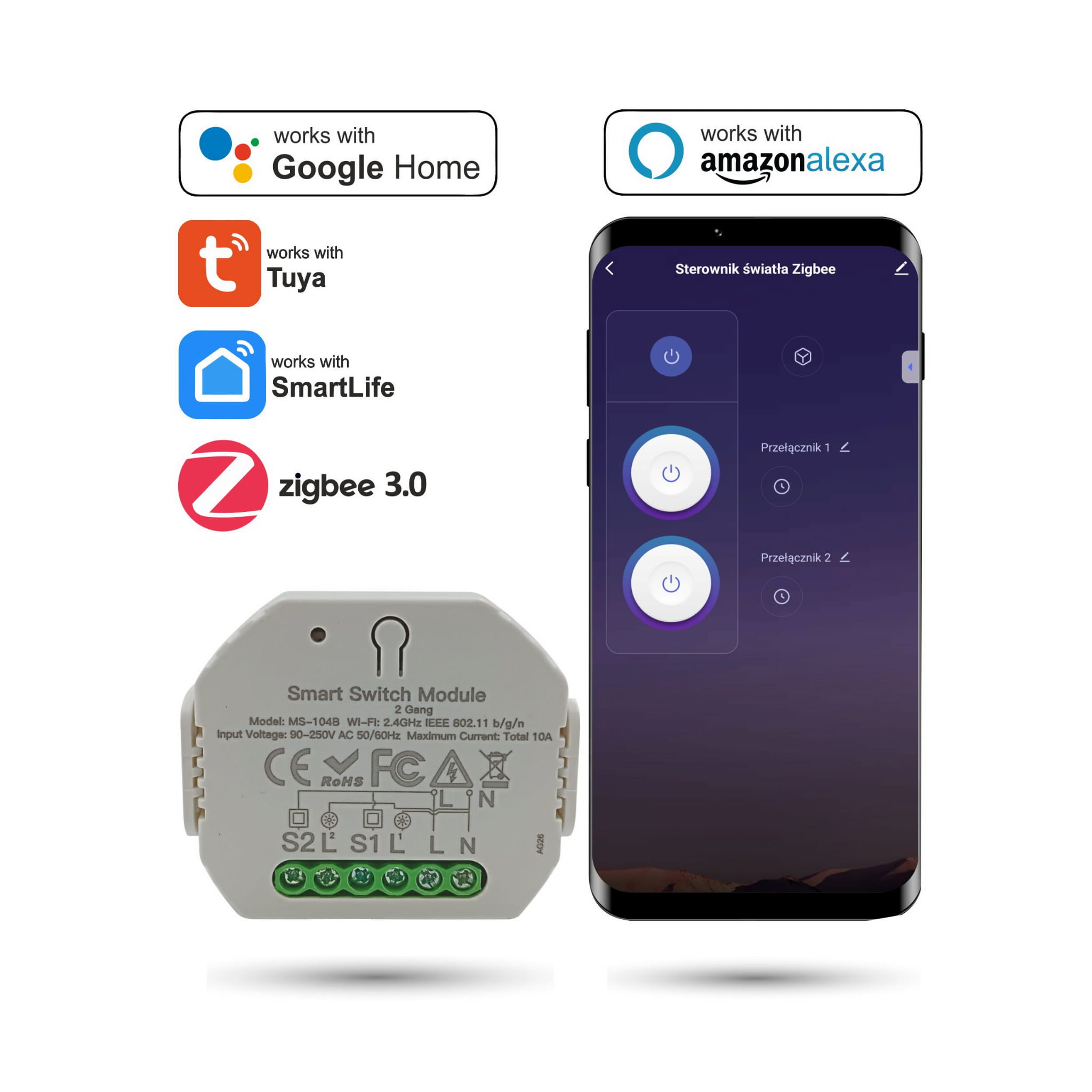 Tuya 2-kanal Zigbee Lichtsteuerung