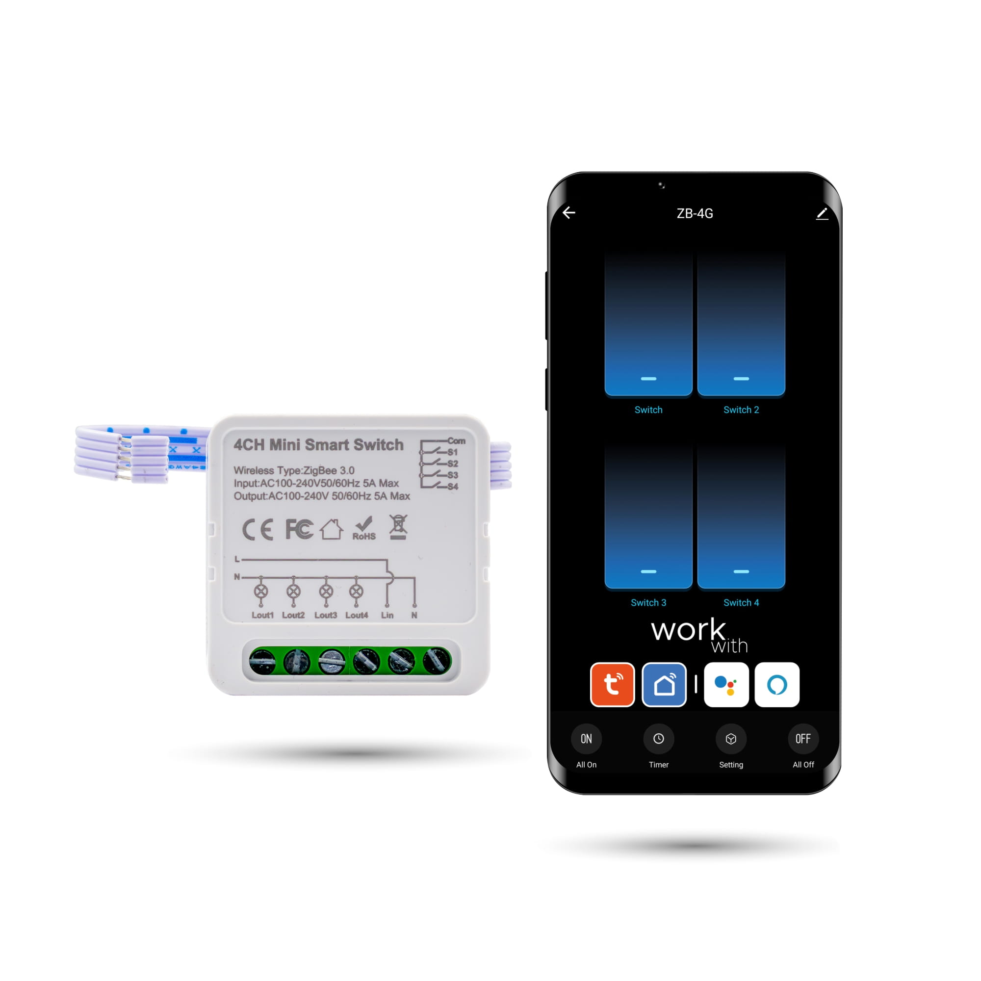 Tuya 4-kanal Zigbee Lichtsteuerung