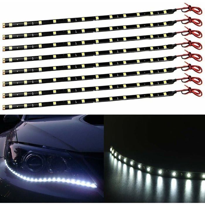 Led-lichtleisten Für Autos Und Motorräder – 8 Leisten Pro Packung – 30 Cm – Weiß – Smd 5050 – 12 V – Ip67 Wasserdicht