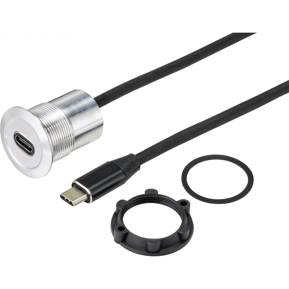 Tru Components Tc-9534344 Usb-einbaubuchse Buchse, Einbau Usb-c® Buchse Paneldicke: 1-10 Mm Inhalt: