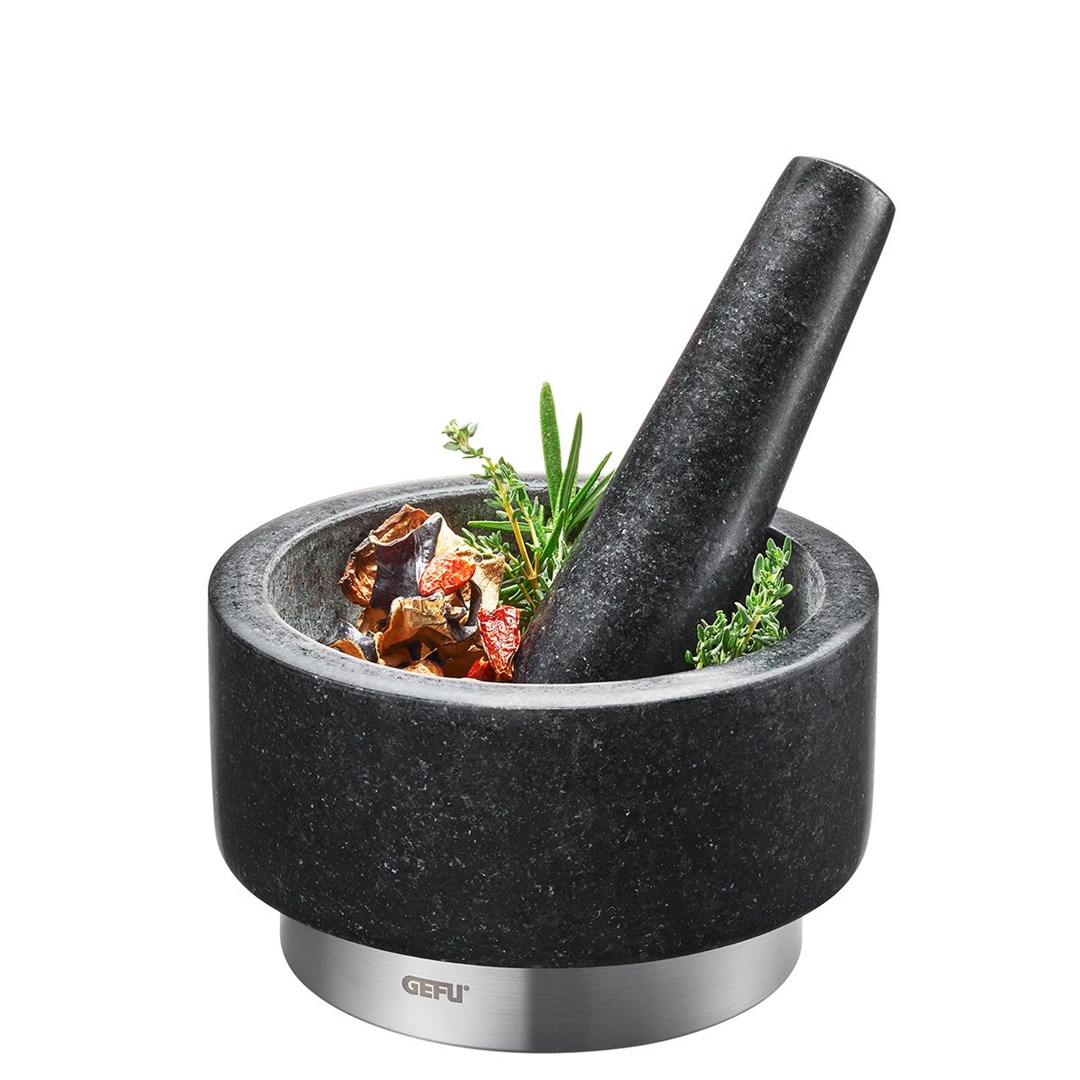 Gefu Mörser Und Stößel Schwarz Und Stahl 15 Cm