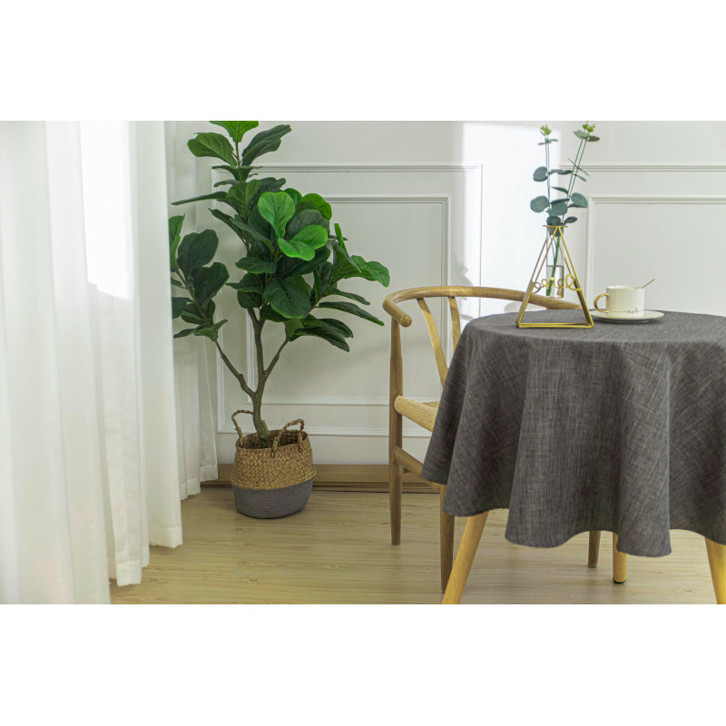 Tischdecke Fleckabweisend Einfarbig Anthrazit Rund 160 Cm - Gris