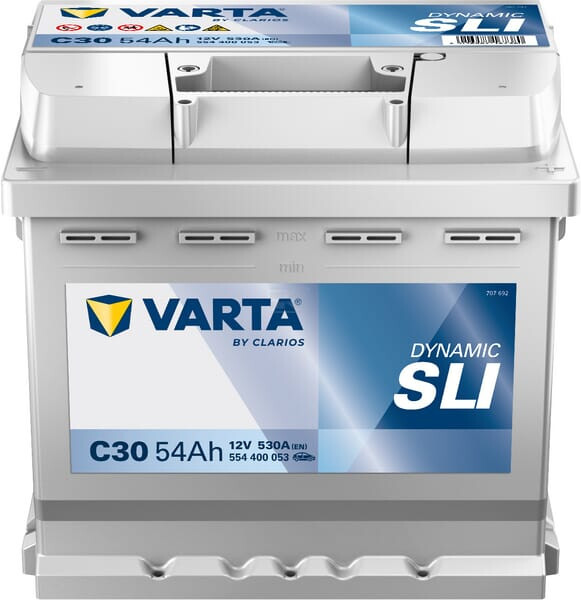 Batterie 12v 54ah 530a C30 Varta Dynamic Sli Varta 554400053