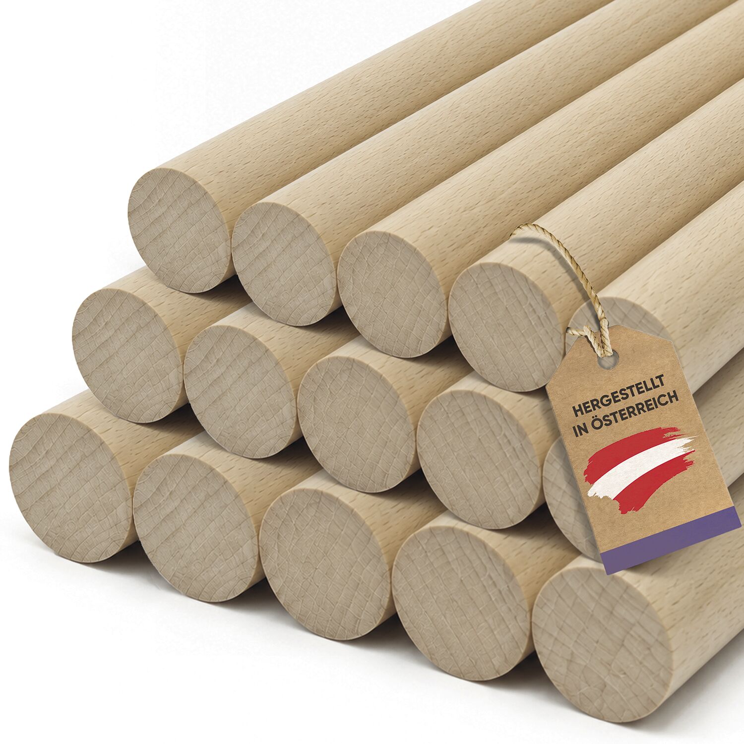 Vasalat Holzstäbe Zum Basteln Set - Holzstab 100cm X 4/6/8mm Ideal Für Diy-projekte, Rundstab Buche Unlackiert, Glatt - 15 Stück