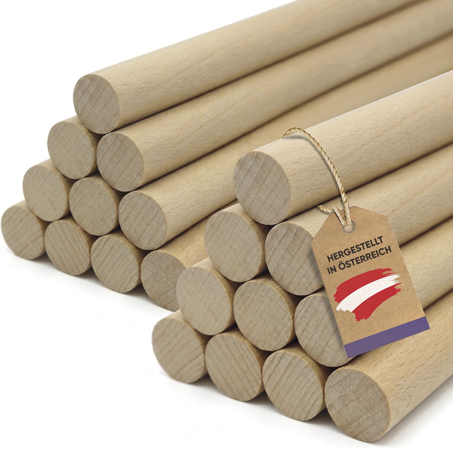 Vasalat Holzstäbe Zum Basteln Set - Holzstab 100cm X 8/10mm Ideal Für Diy-projekte, Rundstab Buche Unlackiert, Glatt - 10 Stück