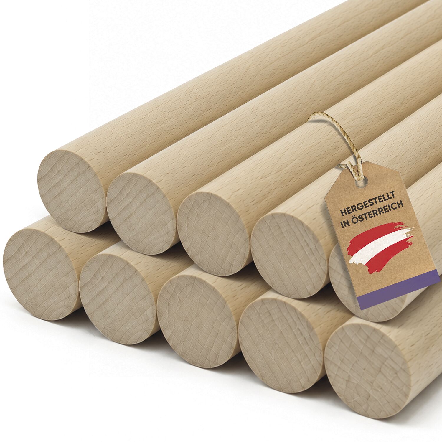 Vasalat Holzstäbe Zum Basteln Set - Holzstab 100cm X 12/14mm Ideal Für Diy-projekte, Rundstab Buche Unlackiert, Glatt - 10 Stück