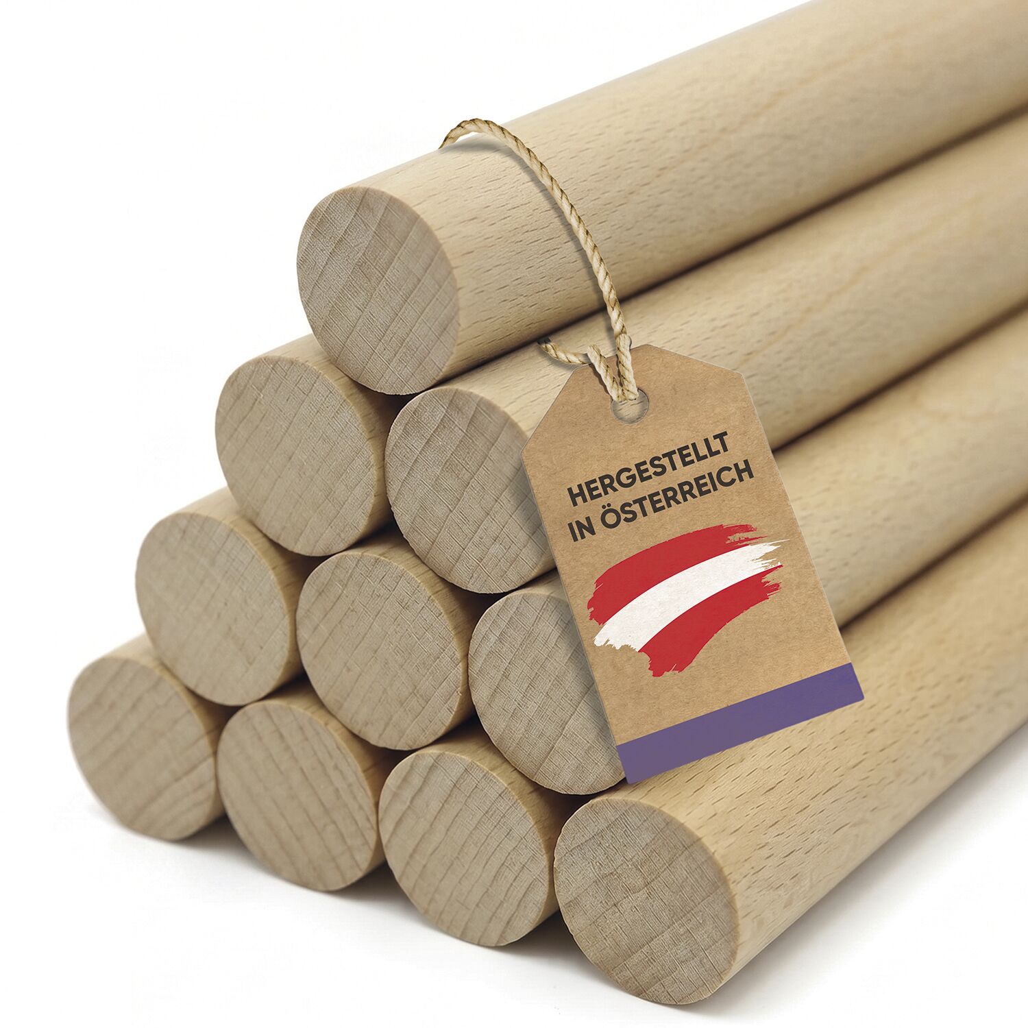 Vasalat Holzstäbe Zum Basteln Set - Holzstab 100cm X 14mm Ideal Für Diy-projekte, Rundstab Buche Unlackiert, Glatt - 10 Stück