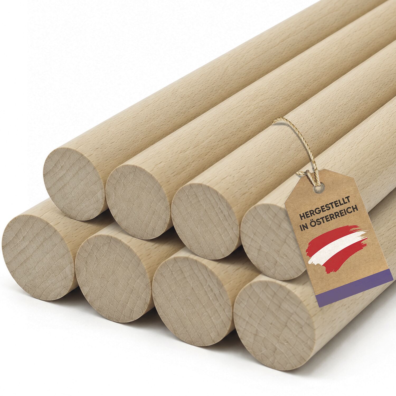 Vasalat Holzstäbe Zum Basteln Set - Holzstab 100cm X 16/18mm Ideal Für Diy-projekte, Rundstab Buche Unlackiert, Glatt - 8 Stück