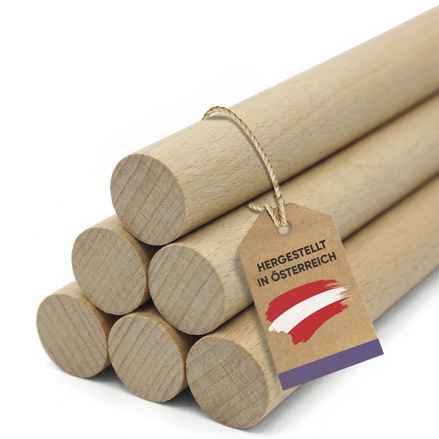 Vasalat Holzstäbe Zum Basteln Set - Holzstab 100cm X 20mm Ideal Für Diy-projekte, Rundstab Buche Unlackiert, Glatt - 6 Stück