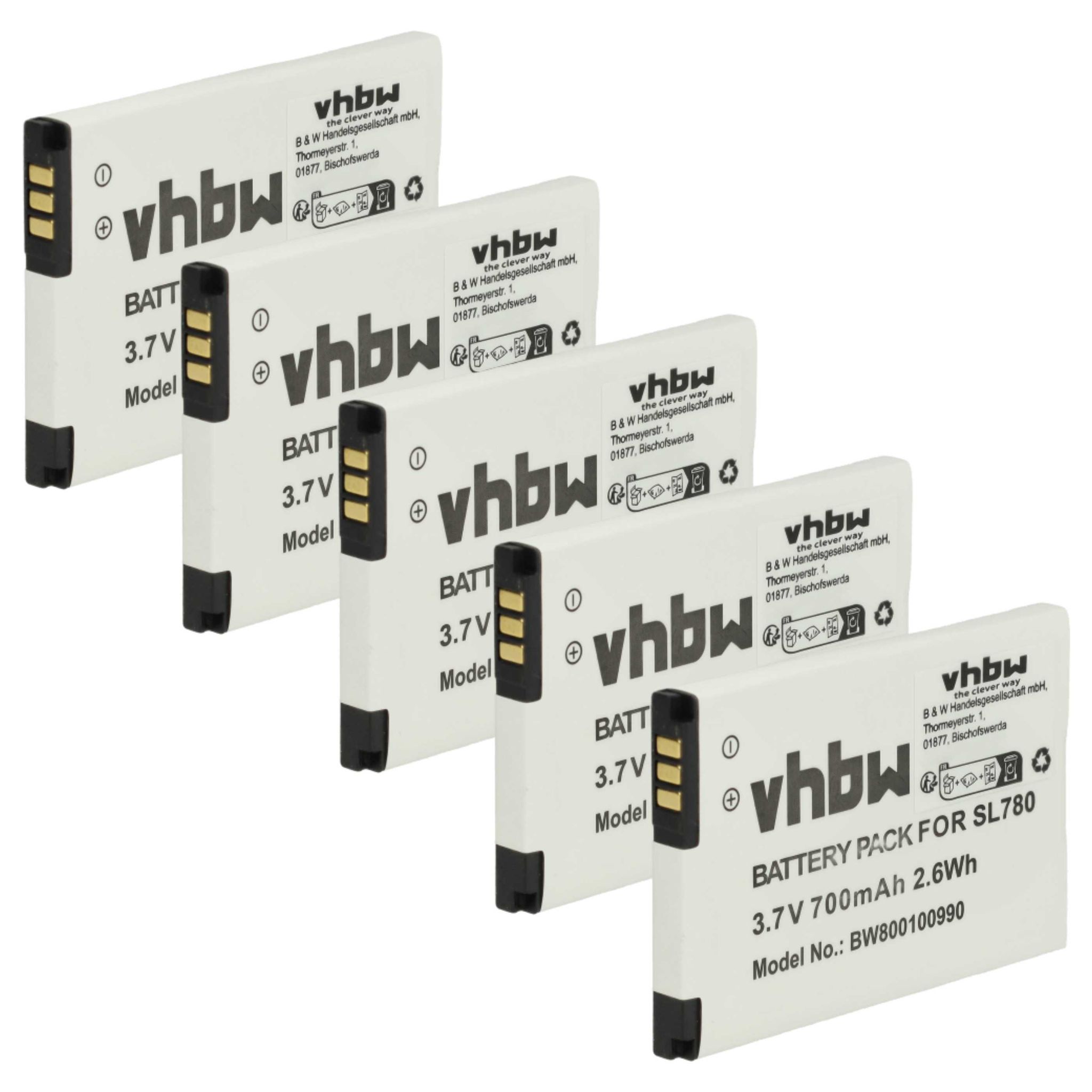 Vhbw 5x Akku Kompatibel Mit Siemens Gigaset Sl785 Sl780, Sl78, Sl750h Pro, Sl750h, Sl788 Schnurlos Festnetz Telefon (700 Mah, 3,7 V, Li-ion)