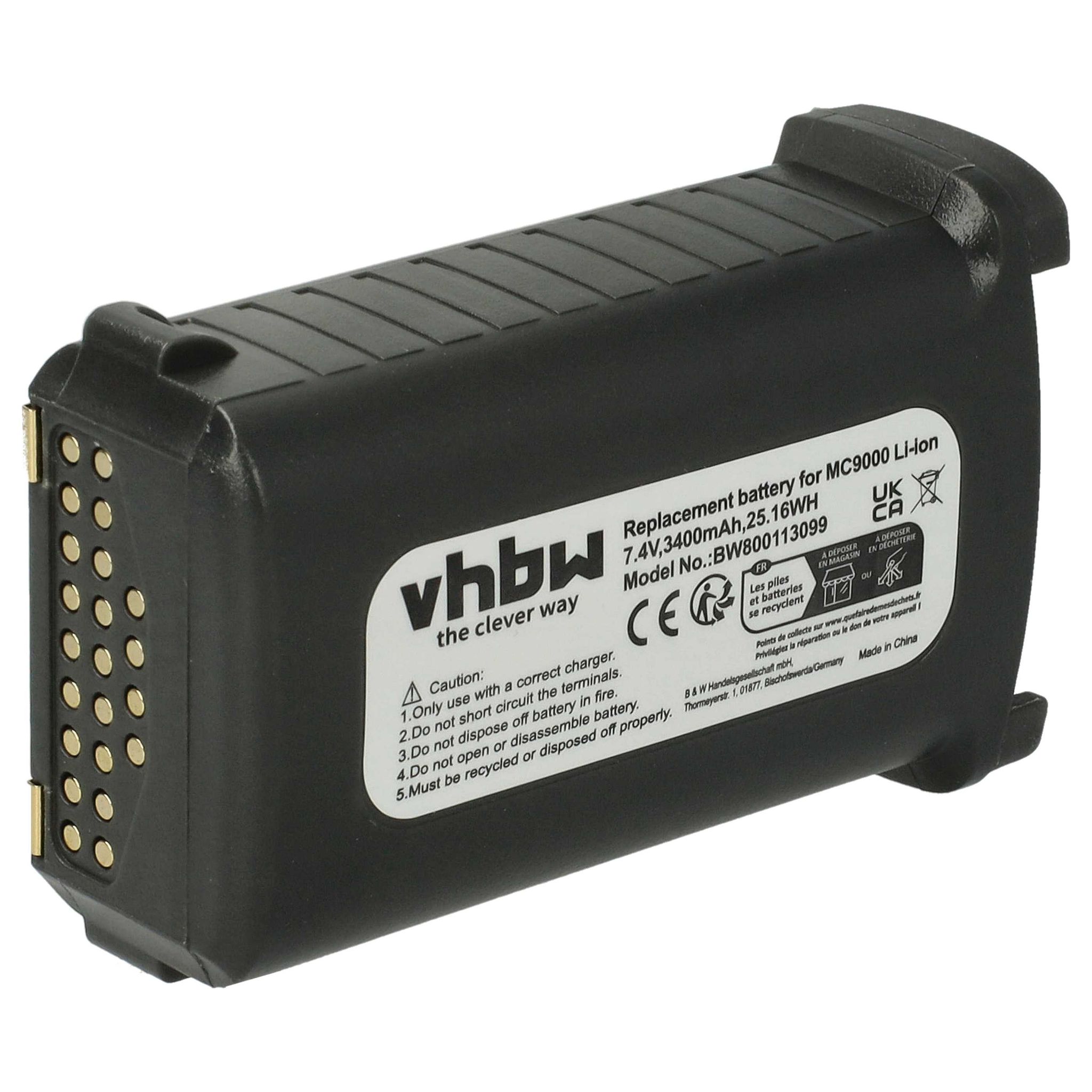 Akku Kompatibel Mit Symbol Mc909x-k, Mc909x-s, Mc9190, Mc9190-g, Mc9190-k, Mc920 Handheld Computer Scanner (3400mah, 7,4v, Li-ion) - Vhbw