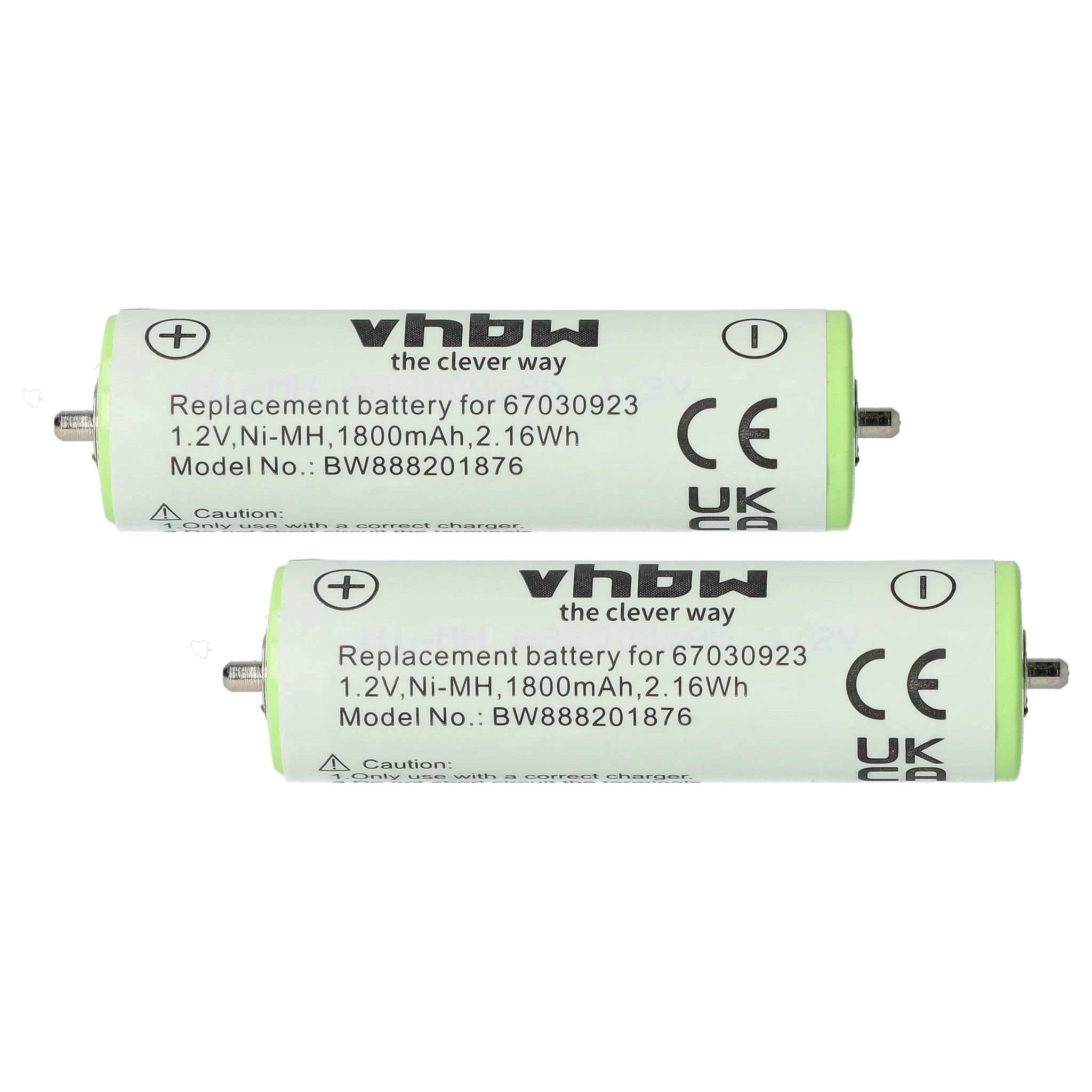 Vhbw - 2x Akku Kompatibel Mit Panasonic Er203, Er204 Rasierer (1800 Mah, 1,2 V, Nimh)