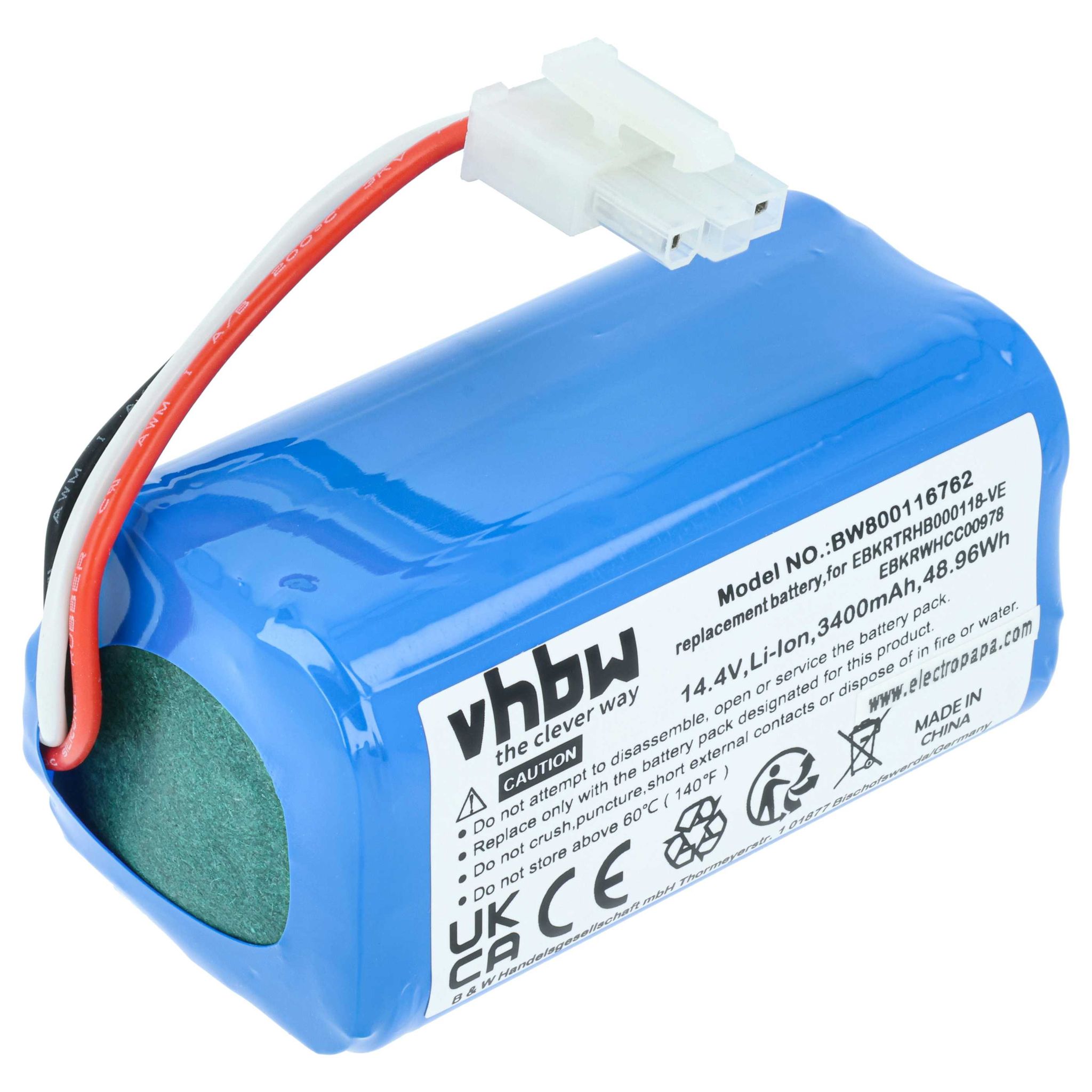 Vhbw - Akku Ersatz Für Yujin Robot Ebkrbkdl001039, Ebkrwhd00686 Für Staubsauger Home Cleaner Heimroboter (3400mah, 14,4v, Li-ion)