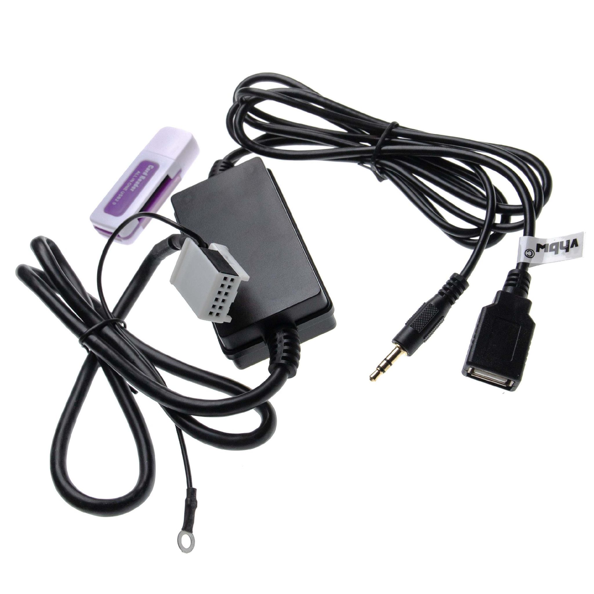 Aux Usb Audio Adapter Kabel Kfz Radio Kompatibel Mit Audi Bns 5.0, Chorus 2+/3, Concert 2+/3, Navigation Plus 3, Rns-e Auto, Autoradio - Vhbw