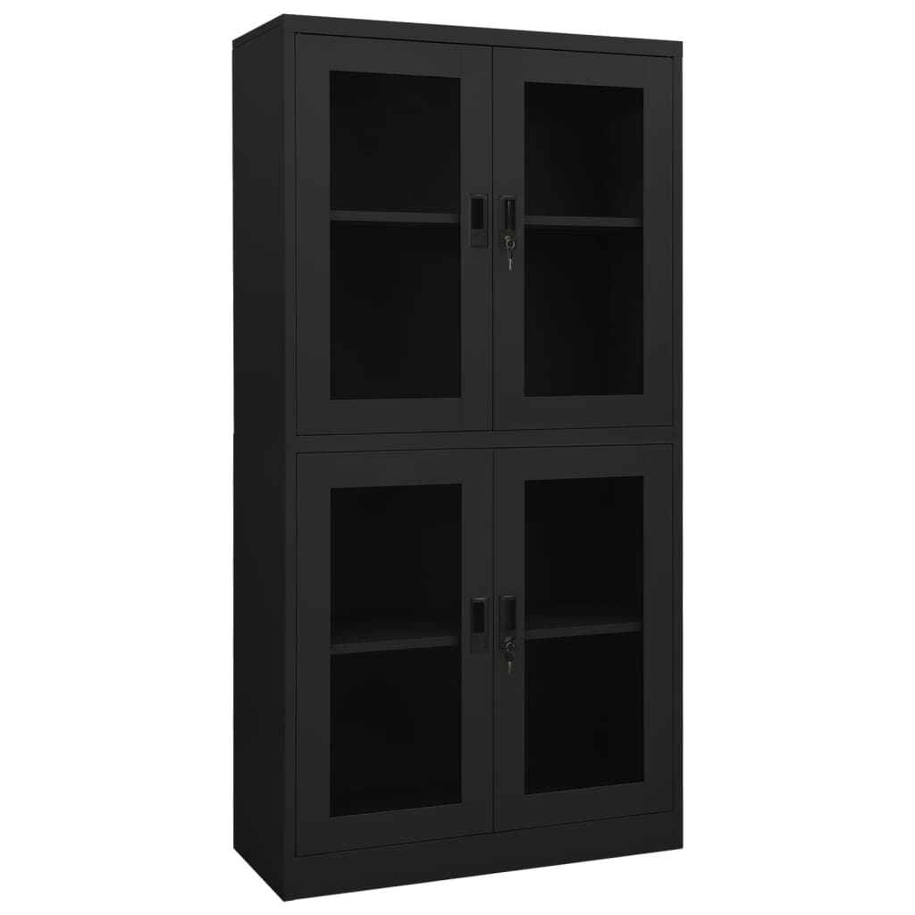 Büroschrank Anthrazit 90x40x180 Cm Stahl Und Hartglas Vidaxl