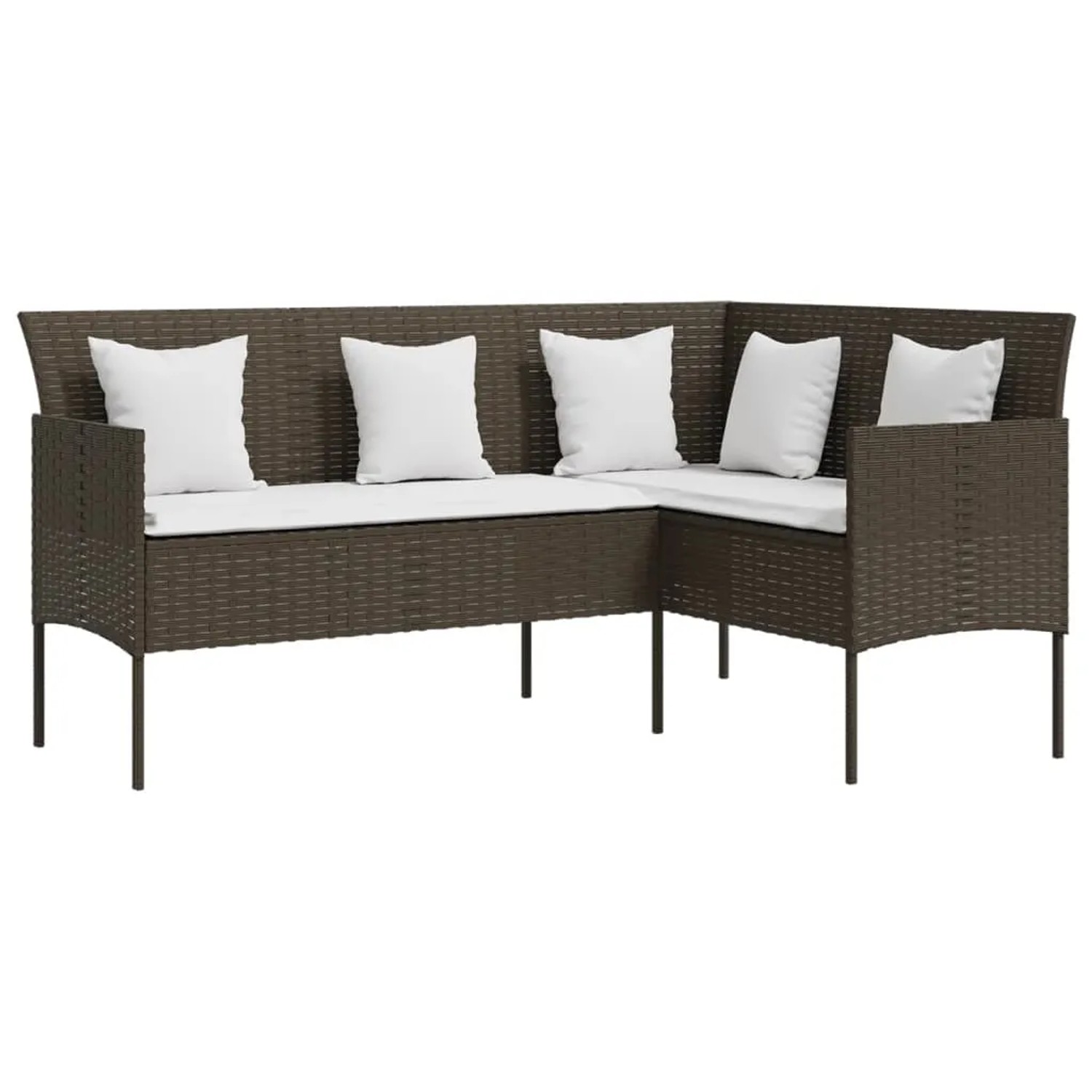 Sofa In L-form Mit Kissen Poly Rattan Braun Vidaxl