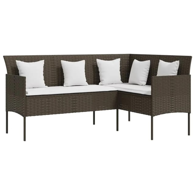 Sofa In L-form Mit Kissen Poly Rattan Braun Vidaxl