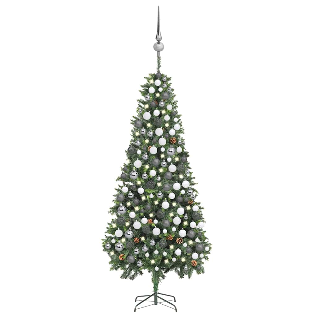 Künstlicher Weihnachtsbaum Mit Beleuchtung Kugeln Zapfen 210 Cm Vidaxl