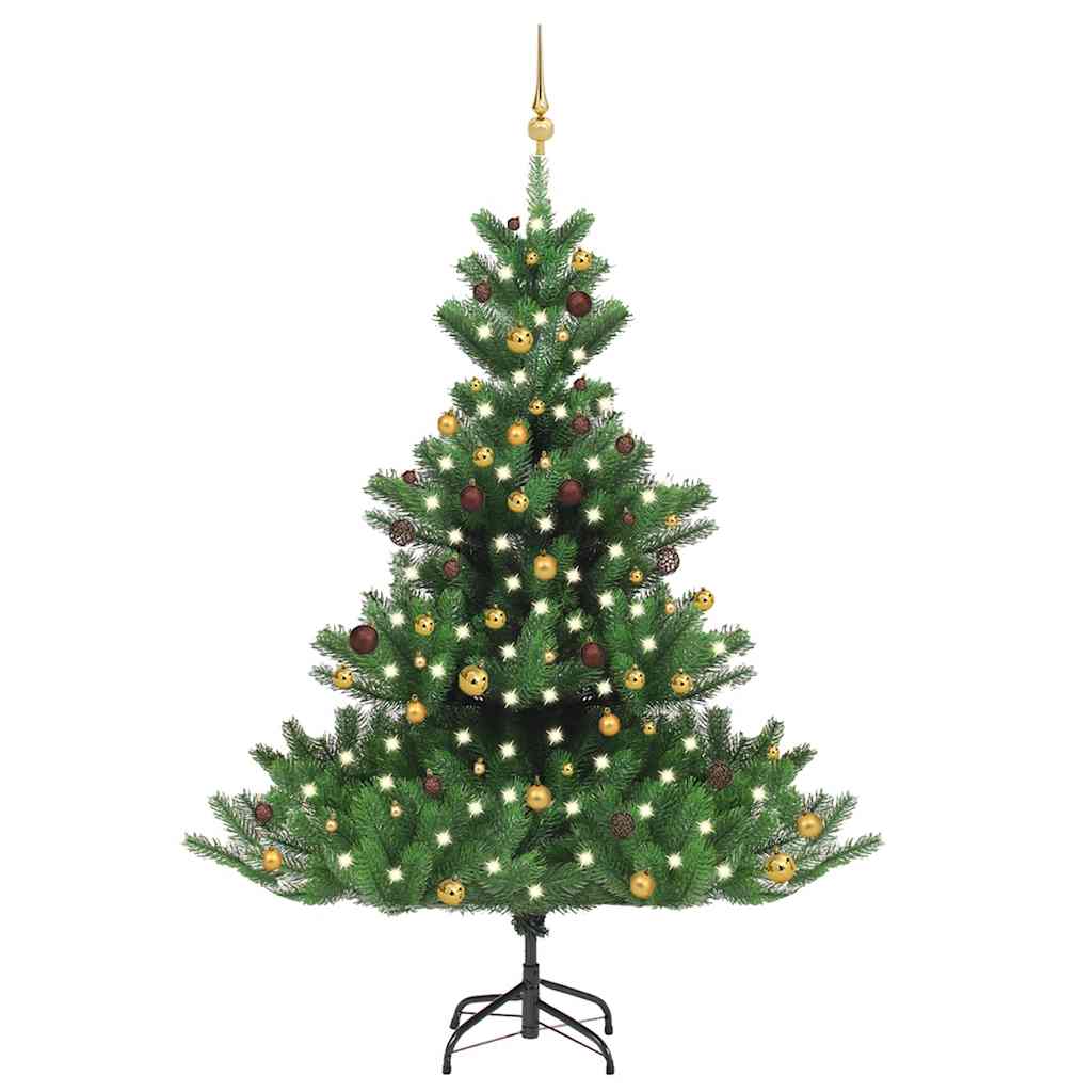 Künstlicher Weihnachtsbaum Nordmann Led & Kugeln Grün 210 Cm Vidaxl