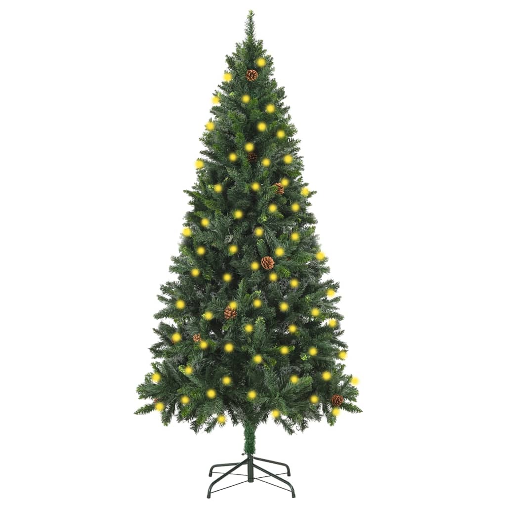 Künstlicher Weihnachtsbaum Mit Beleuchtung & Zapfen Grün 180 Cm Vidaxl