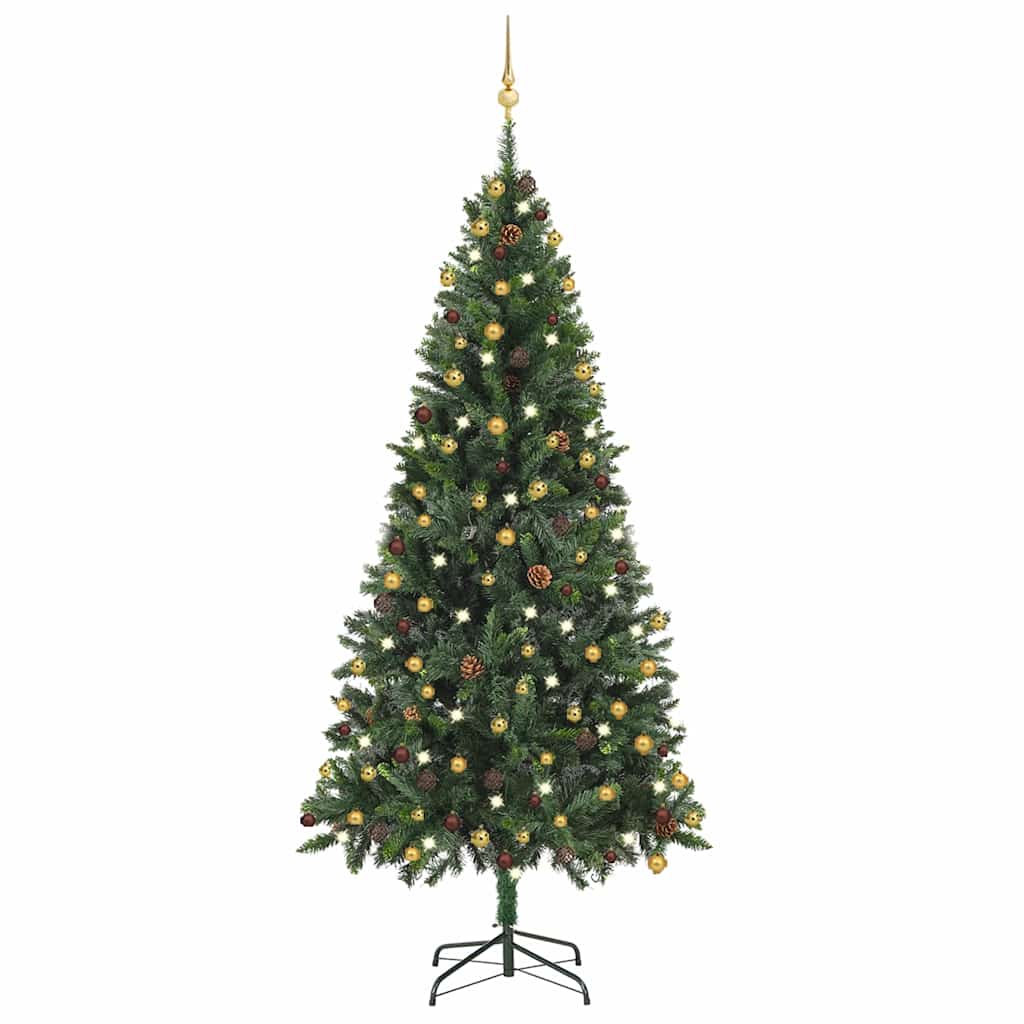 Vorbeleuchteter Künstlicher Weihnachtsbaum Mit Grünen Kugeln 210 Cm