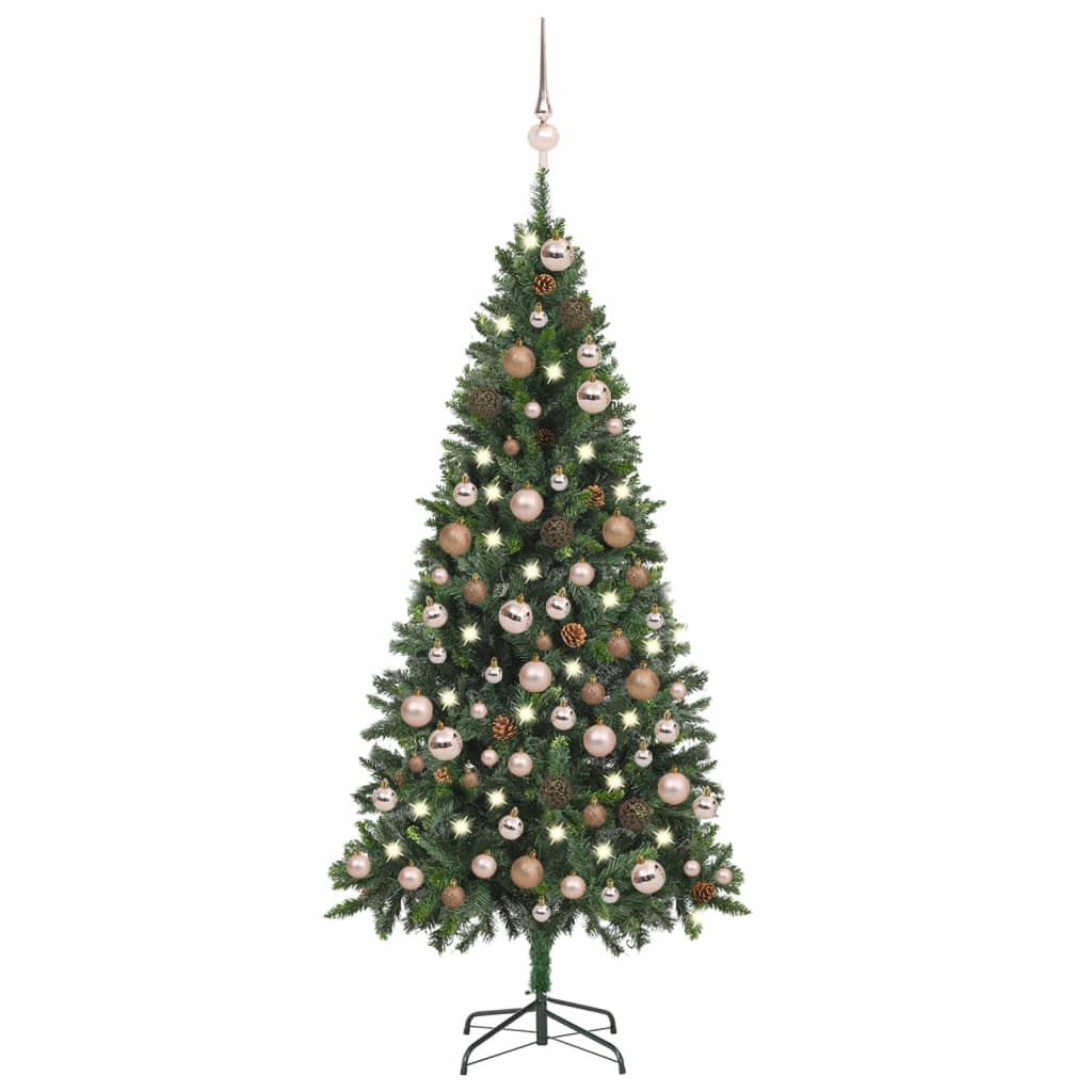 Künstlicher Weihnachtsbaum Mit Beleuchtung Kugeln Zapfen 180 Cm Vidaxl