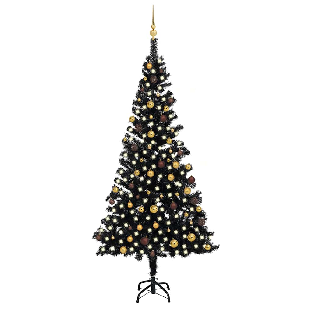 Künstlicher Weihnachtsbaum Beleuchtung & Kugeln Schwarz 240 Cm Vidaxl