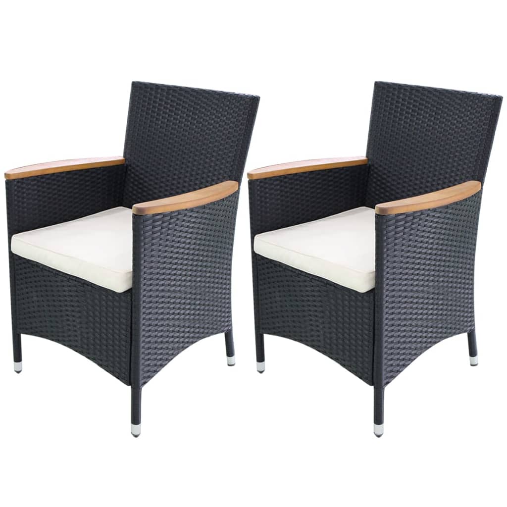 Gartenstühle 2 Stk. Mit Polstern Poly Rattan Schwarz Vidaxl